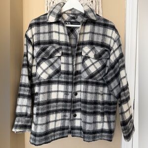 ZARA black and white checked shacket - XS